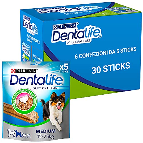 Purina Dentalife - Golosina Dental para Perro Mediano, 6 x 115 g, 30 Sticks