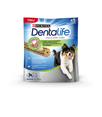Purina DentaLife Medium Cuidado Diario Dientes de Comida para Perros, probier tamaño Medianas, 115 g
