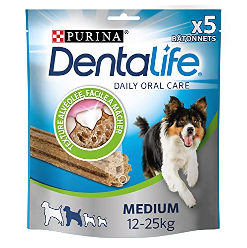 Purina DentaLife Medium – Higiene bucal Diaria – 5 Palos para Masticar para Perros de tamaño Mediano – 115 g – Lote de 6