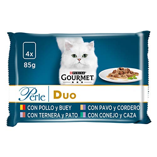 Purina Gourmet Perle Finas Láminas DUO comida para gato Carnes Delicadas 12 x [4 x 85 g]