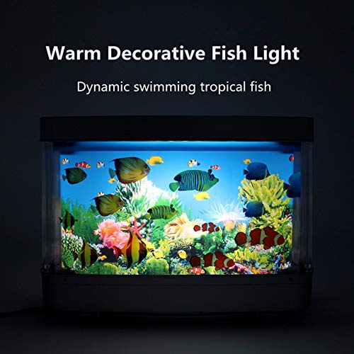 PUTOWUT Acuario imitación de vida acuática Lámpara decorativa de acuario de peces tropicales artificiales, luz nocturna, océano virtual en movimiento