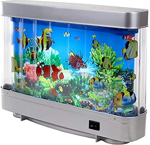 PUTOWUT Acuario imitación de vida acuática Lámpara decorativa de acuario de peces tropicales artificiales, luz nocturna, océano virtual en movimiento
