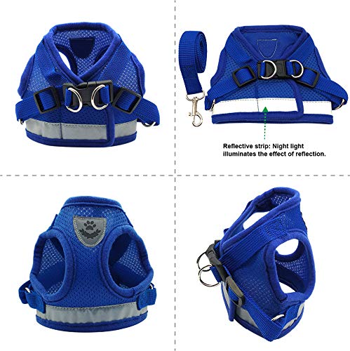 QiCheng&LYS Chaleco de Viaje Regular de Malla Transpirable con Cinturón de Seguridad para Perros y Gatos Chaleco de Seguridad para Mascotas (Azul, XS)