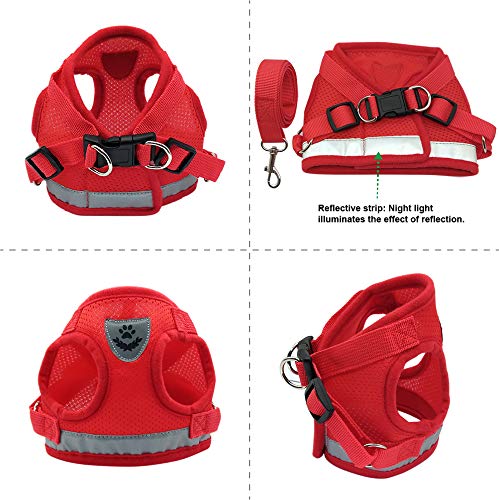 QiCheng&LYS Chaleco de Viaje Regular de Malla Transpirable con Cinturón de Seguridad para Perros y Gatos Chaleco de Seguridad para Mascotas (Rojo, XL)