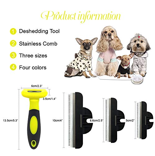 QiCheng&LYS Peine furminator Gatos, Pincel de Belleza para Animales Peine para Perros y Gatos Herramienta Profesional Mane (Amarillo, 66mm)