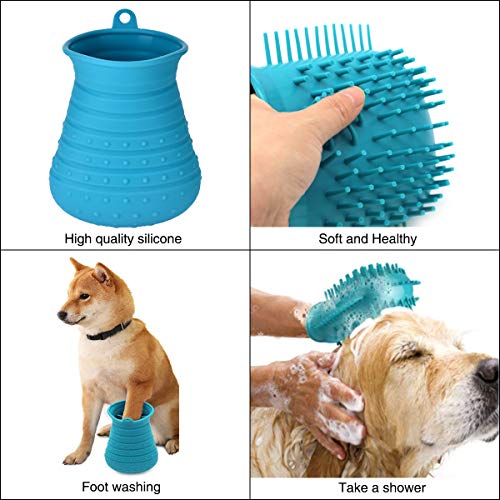 Queta Limpia Patas Perro,Limpiador De Pata De Mascota, cepillo de limpieza para mascotas ，para Limpiar Suciedad y Barro (Azul)