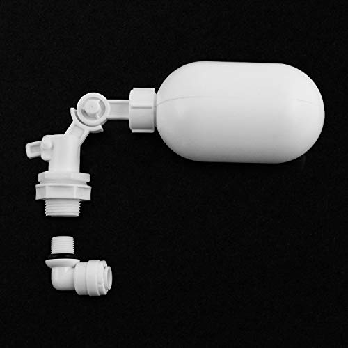 QWORK - Válvula de flotador de plástico para filtro de agua ajustable, 2 unidades, con conector de 1/4 pulgadas(6.4mm) para acuario de peces