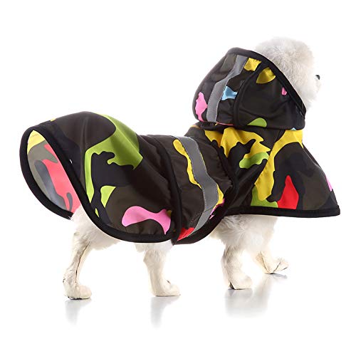 Ranphy Chubasquero para mascotas con capucha para perros pequeños y medianos, ajustable, reflectante, impermeable, con capucha para niños, perros, gatos, ropa para exteriores, color negro, XS