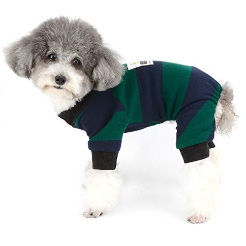Ranphy Stripe Pet Dog Ropa Pijamas Daisy Coat Mono Suave Algodón Pjs Cachorro Suéter Camisa Perrito Caliente Traje De Dormir Mamelucos Ropa Para Mascotas Verde XXL