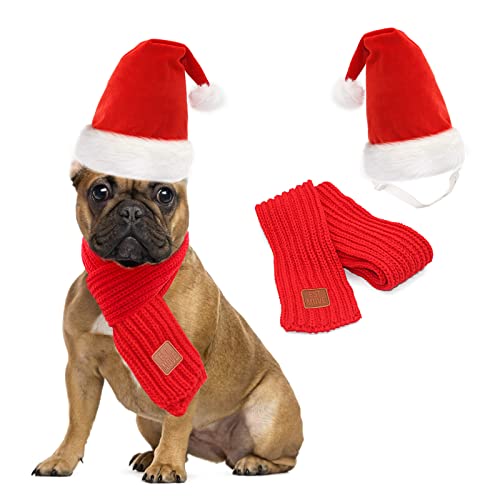 RANYPET Gorro de Navidad para perro, bufanda y gorro de Navidad, para perros pequeños, medianos y grandes