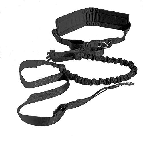 Regalo para ti y tu perro: kit de canicross ocios manos libres: cinturón + correa amortiguador: jogging, paseo, paseo (M: amortiguador medio 20-30 kg, negro)