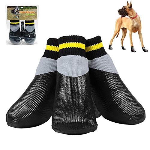 RHBLHQ Zapatos para perros 4pcs / set impermeable al aire libre antideslizante Antimanchas gato del perro calcetines botines zapatos Wth suela de goma de la pata del animal doméstico del protector for