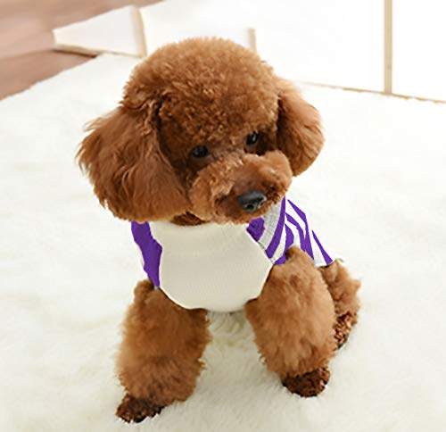 Ropa de Perro Jerseys de Punto de Lana Suéter Cálido Alto Cuello Mascotas (Morado, XL)