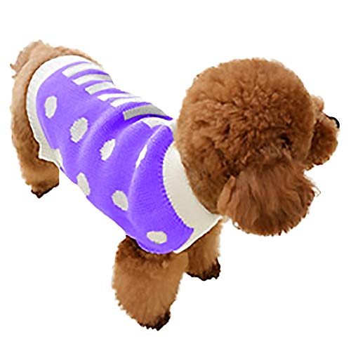 Ropa de Perro Jerseys de Punto de Lana Suéter Cálido Alto Cuello Mascotas (Morado, XL)
