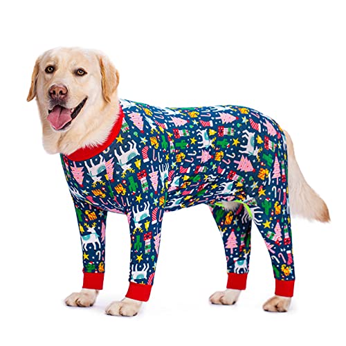 Ropa para perros, Pijamas de invierno para perro, mono de algodón, abrigo antipelo, camisa para perro, disfraz de fiesta para perros medianos y grandes (28#:árbol de Navidad)