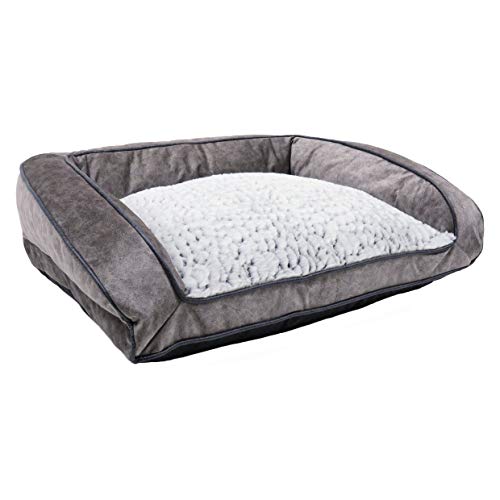 Rosewood - Cama para perros, lavable a máquina, cama para perros de gamuza sintética forrada de vellón súper suave, gris, mediana - 68 cm