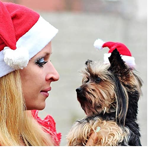 Ruluti 1pc Christmas Pet Santa Sombrero para Mascotas Kitten Perros Perros Gatos Festivales Vacaciones Fiestas Accesorios Disfraces