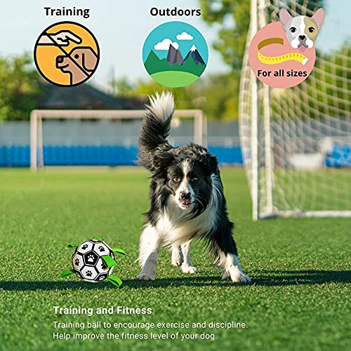 RYUNQ Pelota de Entrenamiento para Perros Juguete de Fútbol Fetch Pelota de Fútbol Cachorro Juego de Tirón para Perros Jardín al Aire Libre Piscina Juguetes para Perros Pequeños y Medianos