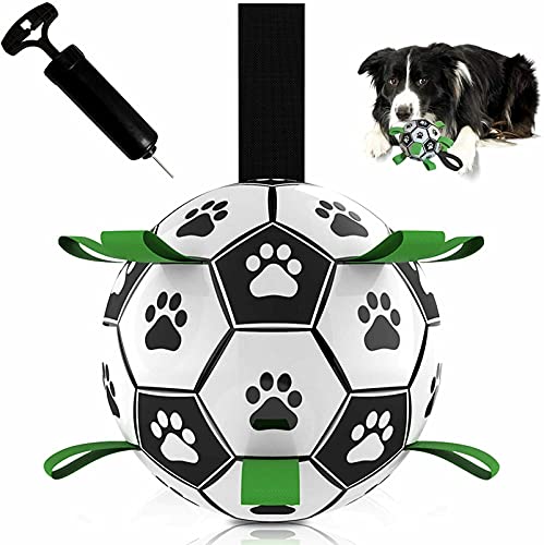 RYUNQ Pelota de Entrenamiento para Perros Juguete de Fútbol Fetch Pelota de Fútbol Cachorro Juego de Tirón para Perros Jardín al Aire Libre Piscina Juguetes para Perros Pequeños y Medianos