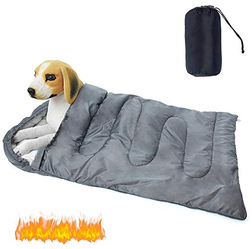 Saco de dormir para perros EASJOY, impermeable, cálida, portátil, Cama Perro Ortopédica con bolsa de almacenamiento, para interior y exterior, camping, senderismo, mochila (43.3''L x 27.6''W)