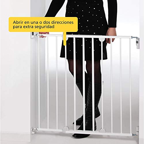 Safety 1st Wallfix Barrera de seguridad extensible para escaleras y puertas, puerta para niños y perros para uso interior, para aberturas de 60-102 cm, color blanco