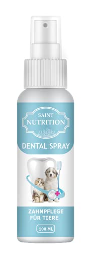 Saint Nutrition® - Spray dental para perros y gatos - Cuidado dental / limpieza dental para perros, cachorros y gatos, combate contra el mal aliento y elimina el sarro / placa, contenido 100 ml