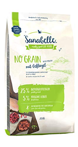 Sanabelle No Grain | con Aves De Corral | Sin Cereales | Comida Seca para Gatos Adultos Nutricionalmente Sensibles 2500 g