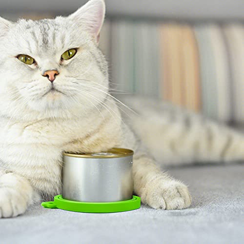 SAVITA 2 Piezas Tapas De Latas De Comida para Mascota Tapa Universal para Latas De Comida para Perros Tapa De Silicona De Grado Alimenticio para Comida para Gatos, (Verde, Azul Claro)