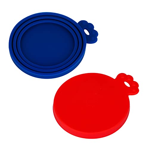 SAVITA 2 Piezas Tapas de Silicona para Latas, Tapa Universal para Latas de Comida para Perros Tapa de Silicona de Grado Alimenticio para Comida para Gatos (Rojo & Azul)