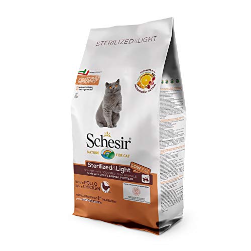 Schesir, Comida Seca para Gatos Esterilizados esterilizados o en Sobrepeso con Pollo - Bolsa De 10 Kg