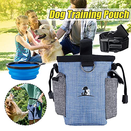 SEEZEN Bolsa de entrenamiento para mascotas, bolsa de golosinas de perro para entrenamiento/caminar al aire libre, con cinturón de cintura ajustable y dispensador de bolsa de caca