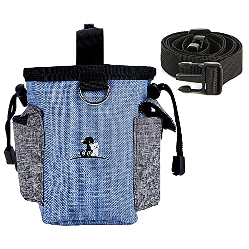 SEEZEN Bolsa de entrenamiento para mascotas, bolsa de golosinas de perro para entrenamiento/caminar al aire libre, con cinturón de cintura ajustable y dispensador de bolsa de caca
