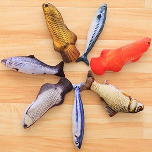 SENZHILINLIGHT Creativo 3D Forma de pez Kattenspeelgoed Regalo Gato Menta pez Relleno Almohada muñeca Gesimuleerde pez Jugar Juguete para Mascotas