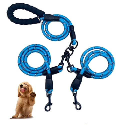 Separador de correa de adiestramiento de perro largo-cinturón de doble cadena para perro grande-