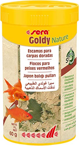 Sera Goldy Nature 250 ml Escamas para Carpas Doradas, para un Crecimiento Sano y Colores Brillantes, 60 g (Paquete de 1)