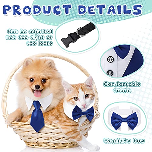 Set de 3 Bandanas de Esmoquin Formal de Boda de Perros Incluye Corbatas de Perros Collar Formal de Pajarita de Mascotas Collar de Esmoquin de Perro para Cachorros Gato Trajes de Boda (Azul)