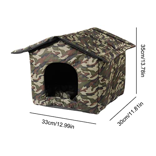 sfadf Caseta para mascotas al aire libre con techo de lona impermeable y almacenamiento para gatos salvajes