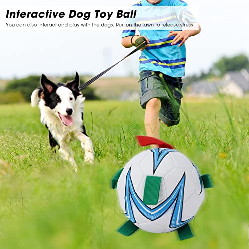 Shanrya Grab Tabs - Pelota de Fútbol para Perros, Luz Flotante, Divertida, Multifuncional, Pelota de Fútbol para Perros para Perros Pequeños Y Medianos(Azul Medio)