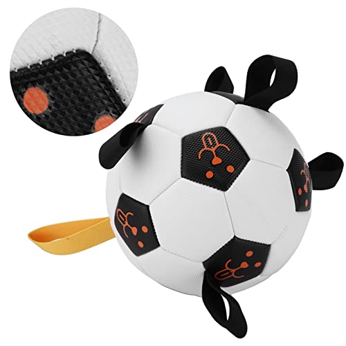 Shanrya Grab Tabs Pelota de Fútbol para Perros, Pelota de Fútbol Interactiva Flexible para Perros, Luz Multifuncional para Perros Pequeños Y Medianos(Pequeño Negro)