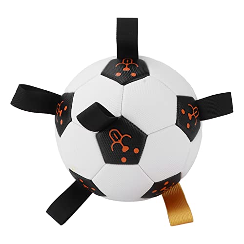 Shanrya Grab Tabs Pelota de Fútbol para Perros, Pelota de Fútbol Interactiva Flexible para Perros, Luz Multifuncional para Perros Pequeños Y Medianos(Pequeño Negro)