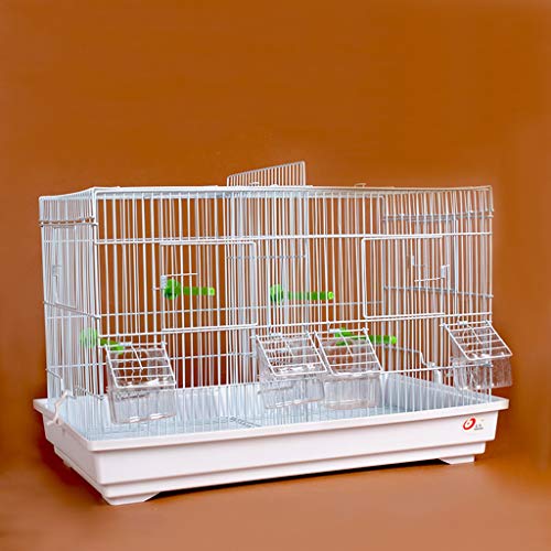 SHUTING2020 Jaula para Pájaroas pajarera Avanzada Breeding Bird Cage for Finch Canarias Budgie - Gran pájaro de Metal Jaula de Viaje Jaula de pájaro con una partición (Blanco) Suministros de Mascotas