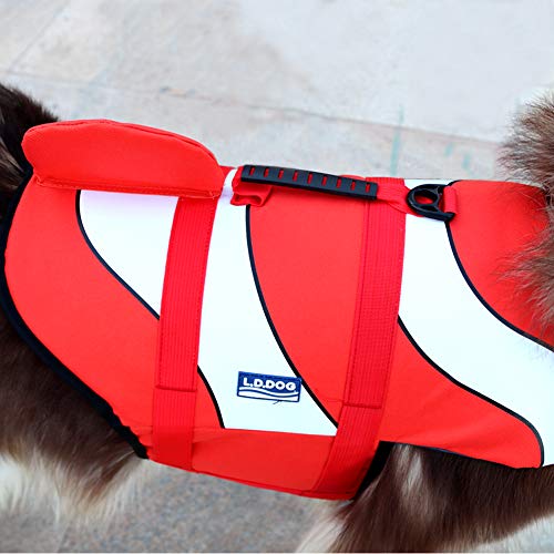 SILD Chaleco Salvavidas para Perro Chaleco de Seguridad Ajustable Salvavidas Chaleco Flotador para Mascota arnés de natación Perro Chaleco Salvavidas (Pez Payaso, Medium)