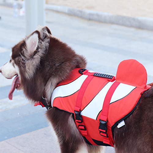 SILD Chaleco Salvavidas para Perro Chaleco de Seguridad Ajustable Salvavidas Chaleco Flotador para Mascota arnés de natación Perro Chaleco Salvavidas (Pez Payaso, Medium)