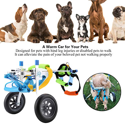 Silla de ruedas para mascotas 2-5 kg Pet Wheelchair Disabled Dog Assisted Walk Car Hind Leg Ejercicio de para Perrosgatos Ajustable Rehabilitación Las Patas Perros Remolques para bicicleta