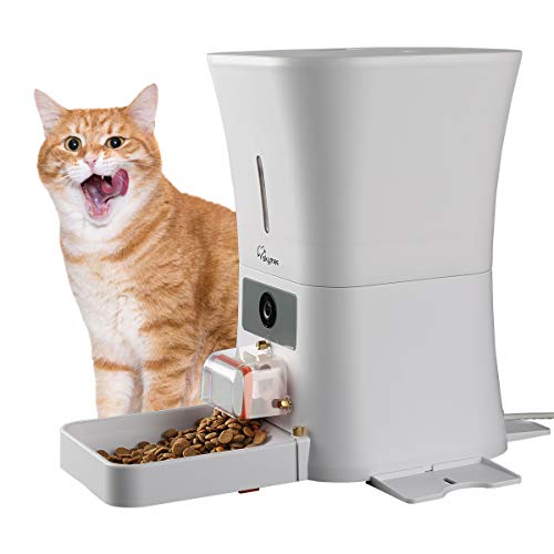 SKYMEE 8L Smart Automatic Pet Feeder Food Dispenser for Cats & Dogs - 1080P Full HD Pet Camera Treat Dispenser with Night Vision and 2-Way Audio, Wi-Fi Enabled App for iPhone and Android(AI-B20 Pro)