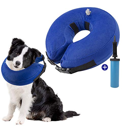SlowTon Collar de recuperación Inflable para Perros, Collar Inflable para Perros Soft Pet Recovery con Hebilla Ajustable, Grande