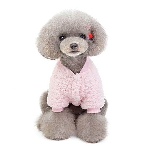 SMALLLEE_LUCKY_STORE Jersey suave de forro polar Sherpa para perros pequeños y gatos, suéter suéter de invierno para cachorros, gatitos, ropa cálida para mascotas, color rosa bebé M