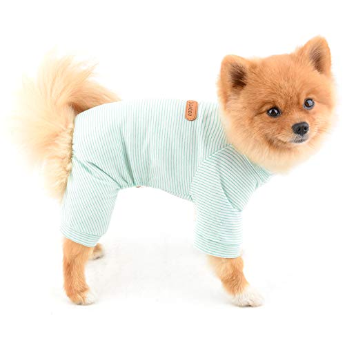 SMALLLEE_LUCKY_STORE Pijama de algodón a rayas para perros pequeños, gatos, cachorro, mono de pijama para interior con piernas, ropa de Yorkie Chihuahua