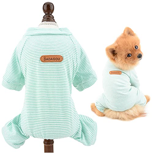SMALLLEE_LUCKY_STORE Pijama de algodón a rayas para perros pequeños, gatos, cachorro, mono de pijama para interior con piernas, ropa de Yorkie Chihuahua