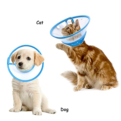 smatime Collar de Recuperación para Gato Ajustable Collar Isabelino Suave Collar de Protección para Mascotas Collar de Seguridad para 1-2 kg Gatito Perro Mascota Recuperación de Cirugía Heridas, Azul